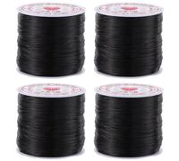 SUNNYCLUE 240m 4 Rolls 0.8mm Black Stretchy Bracelet String Elastic Bead Cord Crystal Beading Thread Spandex Strings Seed Beaded Cords for Jewelry Making Beading Supplies DIY Bracelets Necklaces Craft
