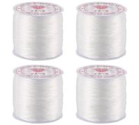 SUNNYCLUE 240m 4 Rolls 0.8mm Elastic Bead Cord White Stretchy Bracelet String Spandex Crystal Beading Thread Seed Beaded Clear Cords for Jewelry Making Beading Supplies DIY Bracelets Necklaces Crafts