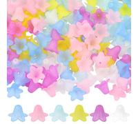SUNNYCLUE 240Pcs 6 Colors Lily Bead Caps Acrylic Flower Beads Transparent Spring Floral Lily of The Valley Shaped Loose End Mini Spacers for Jewellery Making Bracelet Necklace DIY Crafts Accessories
