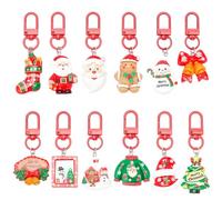SUNNYCLUE 24Pcs Christmas Bag Charm Christmas Key Chains Bulk Holiday | Winter Resin Santa Claus Gingerbread Man Xmas Tree Swivel Clasp Charms for Purse Handbags Bag Decor Accessories Party Favor