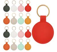 SUNNYCLUE 24Pcs Engraving Key Chain Blank Round Leather Keychain Gold Pu Leather Key Chains Bulk Personalized Double Side Colorful Key Rings Blanks for Engraving DIY Crafts Gifts Holiday Supplies