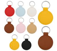SUNNYCLUE 24Pcs Leather Keychain Blanks Leather Keychains Bulk Personalized Double Side Flat Round Blank Tags with Key Rings for Engraving Embossing Key Chains DIY Crafts Gifts Holiday Supplies