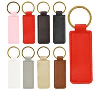 SUNNYCLUE 24Pcs Leather Keyrings Blank Pu Leather Keychain Personalized Double Side Rectangle Blanks Tags with Key Chain Rings for Keychain Making Engraving DIY Crafts Women Men Gifts Supplies