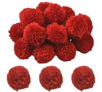 SUNNYCLUE 24Pcs Red Pompom Balls Wool Pompom Balls 1.5 Inch Fluffy Soft Fuzzy Holiday Hanging Decors Round Mini Puff Pom Pom Decorations for DIY Home Craft Making Handmade Accessories Christmas Party