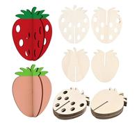 SUNNYCLUE 24Pcs Wood Strawberry Cutout 3D Wooden Cutouts Unfinished Fruit Strawberries Shaped Summer Party Table Decor Slices Ornaments Kit for DIY Craft Wedding Birthday Home Centerpieces Decoration