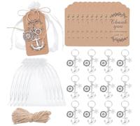 SUNNYCLUE 25 Sets Nautical Keychain Set Ocean Keychain Party Favors Summer Sea Anchor Helm Compass Keyring 25Pcs Gift Bags 25Pcs Paper Tags for Guests Wedding Birthday Adventure Themed Party Souvenirs