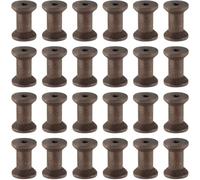 SUNNYCLUE 25Pcs Wood Thread Bobbins Brown Wooden Spools Bulk Natural Unfinished Empty Wire Weaving Textile Ribbon Rope Roll Crochet Cord Organizer Lace Line Spool for Embroidery Sewing Art DIY Crafts