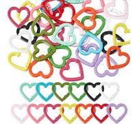 SUNNYCLUE 26PCS 13 COLOR Heart Spring Clasp Spring Key Rings Alloy Purse Ring Clip Trigger Colorful Love Keyring Small Snap Hooks Buckles Fastener Connectors Rings for jewellery Making Supply Diy Craf