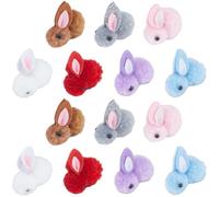 SUNNYCLUE 28Pcs 7 Colors Miniature Stuffed Bunny Easter Rabbit Plush Bulk Cute Fun Puff Colorful Wool Felt Mini Stuffed Animals for Crafts DIY Hair Clip Decor Supplies Egg Easter