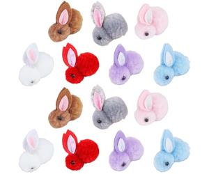 SUNNYCLUE 28Pcs 7 Colors Miniature Stuffed Bunny Easter Rabbit Plush Bulk Cute Fun Puff Colorful Wool Felt Mini Stuffed Animals for Adult Crafts DIY Hair Clip Decor Supplies Egg Easter