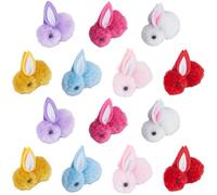 SUNNYCLUE 28Pcs 7 Colors Plush Bunny Rabbits Mini Stuffed Rabbit Bulk Colorful Cute Wool Felt Soft Fun Fuzzy Puff Tiny Stuffed Animals for Crafts DIY Hair Clip Basket Stuffers Easter Decoration