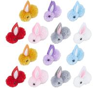 SUNNYCLUE 28Pcs 7 Colors Plush Easter Rabbits Miniature Stuffed Rabbit Bulk Colorful Bunny Fuzzy Wool Felt Cute Mini Stuffed Animals for Crafts DIY Hairclip Supplies Easter Box Egg Decor