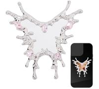 SUNNYCLUE 2pcs Adhesive Mirror Phone Phone Mirror Stick Alloy Rhinestones Bling Silver Butterfly Animal Shaped Cellphone Case Back Glass Decal with Butterflies Stickers for Smartphone Women Gifts