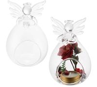 SUNNYCLUE 2Pcs Angel Candle Holders Glass Hanging Tealight Candle Holder Candle Glass Holders for Christmas Tree Home Decor Indoor Outdoor Garden DIY Gifts