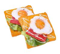 SUNNYCLUE 2Pcs Artificial Bread faux Food Faux Toast Fried Eggs Simulation Vegetables Meat PU Leather Bread Model Artificial Food for Home Kitchen Party Decoration Photography Props Shop Display