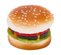 SUNNYCLUE 2Pcs Artificial Hamburger Realistic faux Food Bread Model PU Leather Faux Hamburgers Simulation Burger Artificial Food for Home Kitchen Party Decoration Photography Props Windows Display