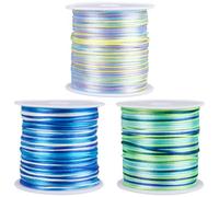 SUNNYCLUE 3 Rolls 3 Colors 150 Yards/137M 1mm Nylon Stringing Cord Jewellery Beading String Blue Green Yellow Satin Rattail Macrame Trim Knitting Rope Thread for Friendship Bracelet Making DIY Crafts