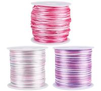 SUNNYCLUE 3 Rolls 3 Colors 150 Yards/137M 1mm Nylon Thread Jewellery Stringing Pink Purple Satin Rattail Macrame Trim Knitting Rope Cord with Spool for Friendship Bracelet Necklace Making DIY Crafts
