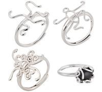 SUNNYCLUE 3 Styles Prong Ring Setting Claw Ring Blank Adjustable Brass Bezel Base Twist Wrap Finger Jewellery Findings Components for Jewellery Making Kits Women Adult DIY Irregular Gemstone Pearls