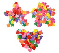 SUNNYCLUE 300Pcs 3 Styles Felt Shapes Fabric Ornament Kit Assorted Random Mixed Colorful Non Woven Flowers Heart Star Handmade Embellishments for DIY Crafting Sewing Clothes Bags Hats Decorations