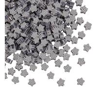 SUNNYCLUE 300Pcs Checkerboard Beads Checkered Beads Bulk Polymer Clay Star Black White Buffalo Tartan Plaid Print Charms Loose Spacers for Bracelets Earrings Necklace Jewellery Making DIY Craft