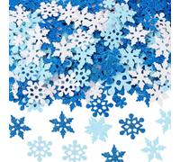 SUNNYCLUE 300Pcs Snowflake Glitter Stickers Christmas Foam Sticker Bulk Blue White Self Adhesive Holiday Xmas Snowflakes Decorations Decals Stickers for Art DIY Craft Halloween Party Decor Accessories