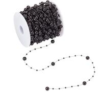 SUNNYCLUE 30M Halloween Bead Garland Party Plastic Garland Bead Decor Artificial Black Pearl String Strands Chain Centerpieces Tree Decoration Bead Chain for jewellery Making Home Outdoor Party Decor