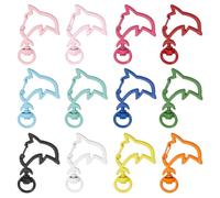 SUNNYCLUE 30Pcs Dolphin Key Chain Colorful Keychain Clasps Random Mixed Color Metal Alloy Sea Ocean Animal Lanyards Clips Swivel Lobster Claw Clasp for Jewellery Making Keyring Bag Purse DIY Crafts