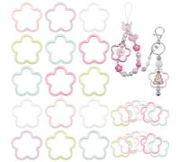 SUNNYCLUE 30Pcs Flower Bead Frames Acrylic Framed Beads Bulk Colorful Hollow Flowers Floral Blossom Connector Link Spacer Charm Beading Frame for Jewellery Making Bracelet Necklace DIY Crafts Supplies