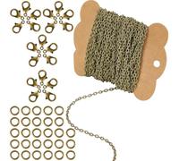 SUNNYCLUE 32.8 Feet/10M 3mm Metal Curb Chain Bronze Chain Set Iron Antique Textured Round Twist Cable Links Kit with Brass Jump Rings Alloy Lobster Claw Clasps for Jewellery Bracelet Craft Supplies