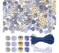SUNNYCLUE 320Pcs Flat Gemstone Beads 4MM Disc Stone Beads Strands with 20M Jewellery Cord Flat Round Gemstone Energy Heishi Stone Spacers for Jewellery Making Kits DIY Bracelets Necklaces Supplies
