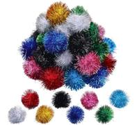 SUNNYCLUE 32pcs 50mm/2 inch 8 Colors Large Glitter Pom Pom Balls Sparkle Pompoms Bulk Assorted Fibre Green White Gold Soft Round Pompom Balls for Women Adult Christmas Wedding Birthday Home Party