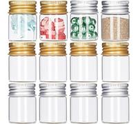 SUNNYCLUE 32Pcs Tiny Glass Jars with Aluminum Screw Lid 15ml Mini Glass Vials Sealed Bottles Empty Bottle Clear Tiny Jars Wish for Liquid Plants DIY Craft Party Favors Beads Storage