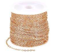 SUNNYCLUE 33 Feet/10M Brass Link Chains Gold Cable Chain Bulk 2 x 2.5mm Metal Extension Pull Connectors Curb Chains Roll with Plastic Spool for Jewellery Making Necklace Bracelet DIY Craft Accessories