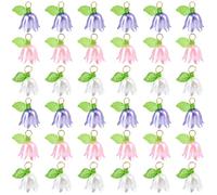SUNNYCLUE 36Pcs 3 Colors Lily of The Valley Charm Tulip Flower Charms Bulk Acrylic Trumpet Bell Floral with Green Leaf Lilies Pendants for Jewelry Making Crafts Necklace Bracelet Earrings Supplies