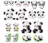 SUNNYCLUE 36Pcs 9 Styles Panda Jewellery Charms Animal Resin Pendant Charms Opaque Iron Loop White Chinese Bear Dangle Hanging Pendants Findings for Jewellery Making Bracelet Necklace Earring DIY