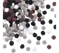 SUNNYCLUE 400pcs 10mm Brown Pom Poms Craft Pompoms Round Black White Polyester Fuzzy Puff Soft Small Mini Arts Crafts Pompom Balls Bulk for Women DIY Winter Creative Home Decoration Gifts Supplies