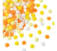 SUNNYCLUE 400Pcs 4 Colors 10mm Colorful Pompom Balls Crafting Pom Poms Bulk Orange White Yellow Polyester Soft Round Fluffy Fuzzy Puff Small Pompoms for Crafts DIY Making Party Decorations Supplies