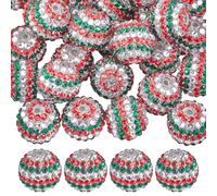 SUNNYCLUE 40Pcs 20mm Christmas Beads Bubblegum Beads Bulk Colorful Chunk Berry Rhinestone Resin Bead Large Round Ball Loose Spacer Beads for Christmas Beadable Pens jewellery Crafts Decorations Kits