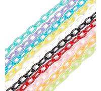 SUNNYCLUE 40Pcs Colorful jewellery Chain Plastic Chains Links ABS Acrylic Cable Curb Chain Bird Toys Black White Yellow Pink Link Chains for jewellery Making Chain Bird Cage DIY Necklace Bracelets