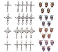 SUNNYCLUE 40PCS Easter Charms Cross and Center Miraculous Medal with Alloy Crucifix Cross Crucifix Pendants and Oval Chandelier Links for Beads Necklace Jewellery Making Supplies