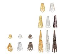 SUNNYCLUE 410Pcs 14 Style Flower Bead Caps Filigree Iron Bead Caps 6-Petal Spacer Beads Tibetan Style Flower Bead End Caps Spacers for Jewelry Making Necklaces Bracelets DIY Crafts Supplies