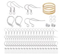 SUNNYCLUE 421Pcs Stainless Steel Hoop Earring Findings Silver Earring Hooks Kits Small French Earrings Making Kit with Fish Leverback Hook Ear Backs for Women Adult Diy jewellery Making Supplies