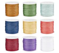 SUNNYCLUE 443 Yards 9 Rolls Nylon Beading Strings Macaron Color 0.8mm Chinese Knotting Cord Red Green Blue Purple Friendship Bracelet Braiding Thread Nylon String for Bracelets Wind Chime Kumihimo