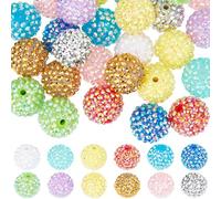 SUNNYCLUE 48Pcs 12 Style 20mm Chunky Crystal Beads Beading Pens Beads Mixed AB Color Bubblegum Chunky Candy Rinestone Ctystal Round Sparkle Bling Acrylic Beads for Pens jewellery Diy Crafts Supplies