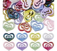 SUNNYCLUE 48Pcs 8 Colors Acrylic Love Bead Large Heart Beads Opaque Colorful Hollow Spacer Plastic Hearts Beads for Bracelets Supplies DIY Craft Necklaces Key Chains ankles Crafting Women Beginners