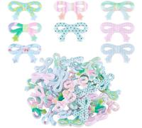 SUNNYCLUE 48Pcs 8 Colors Bow Acrylic Bead Bow Focal Beads Colorful Printed 3D Bowknot Charms Coquette Loose Spacers for Beadable Pens Bracelets Keychain Earrings DIY Jewellery Making Crafting Supplies