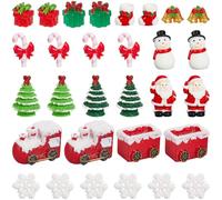 SUNNYCLUE 48Pcs Miniature Snowman Mini Santa Claus Figurines Christmas Miniatures Xmas Tree Socks Snowflake Snowman Small Figures Mini Resin Landscape for Home Office Desk Party Favors Decorations