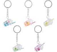 SUNNYCLUE 5 Colors Milk Tea Keychain Luminous Glow In The Dark Fruit Cup Charms Cute Keychains Kawaii Drinks Keyrings Bubble Tea Charms for Handbags Purses Bags Backpacks Women Adults Supplies