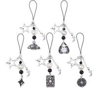 SUNNYCLUE 5 Styles Tarot Phone Charm Gothic Phone Charms Halloween Goth Black Moth Butterfly Stars Heart Mobile Cellphone Case Straps Accessories for Women Adult Keyring Purse Handbag Charms Decors